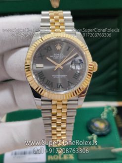 rolex datejust wimbledon dial two tone bracelet replica