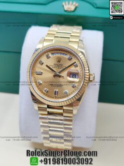 rolex daydate 36 gold baguette dial replica watch