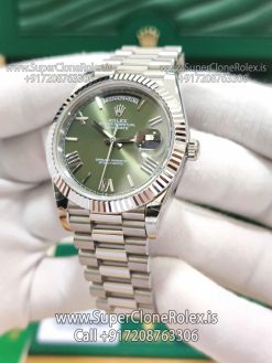 rolex daydate green dial white gold