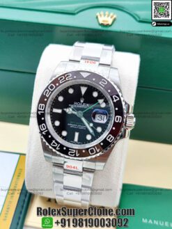 rolex gmt master 2 black dial steel bracelet replica watch
