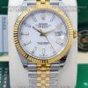 rolex datejust white dial two tone bracelet