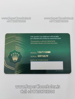 rolex nfc warranty card
