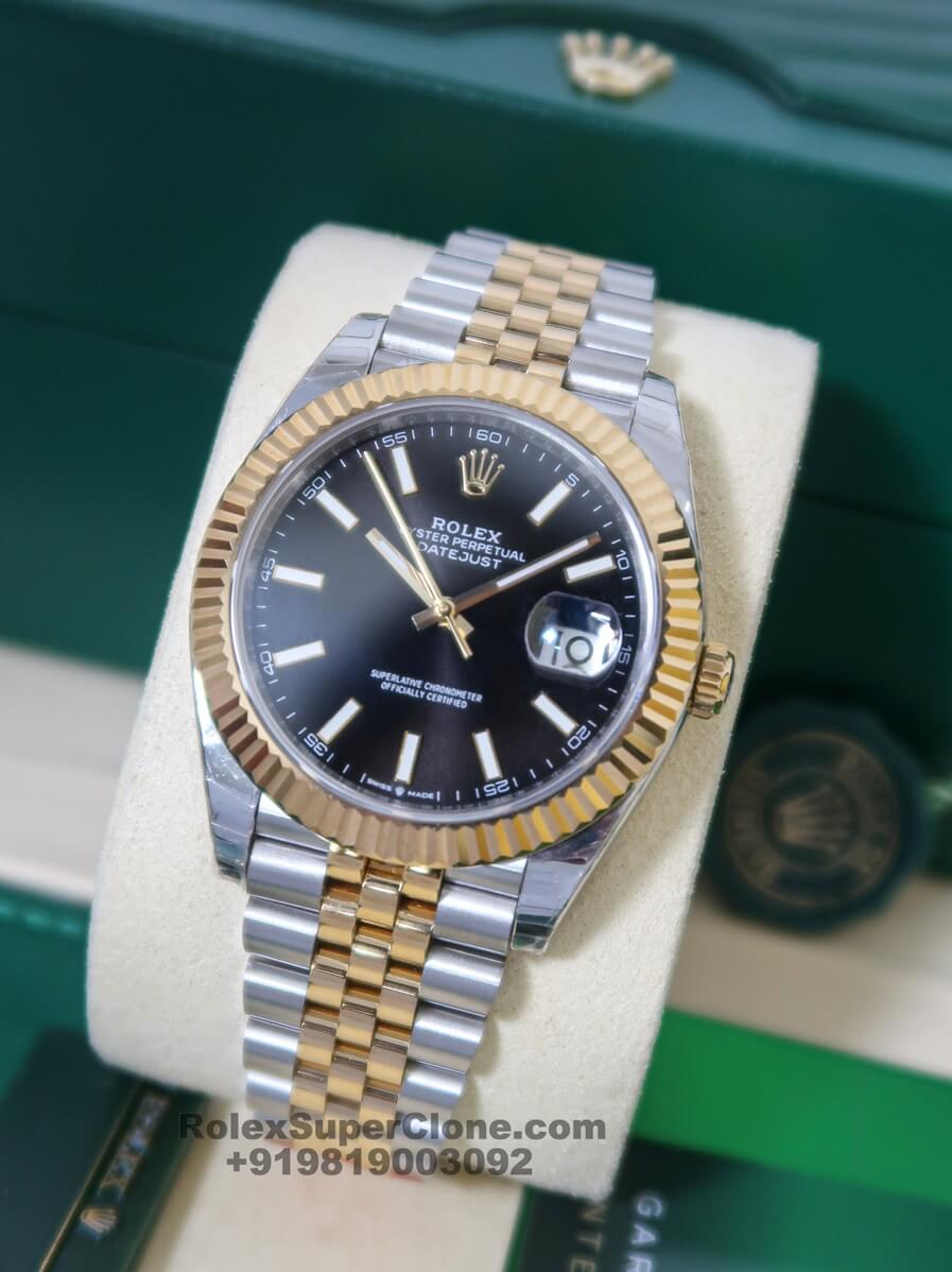 rolex datejust black dial watch